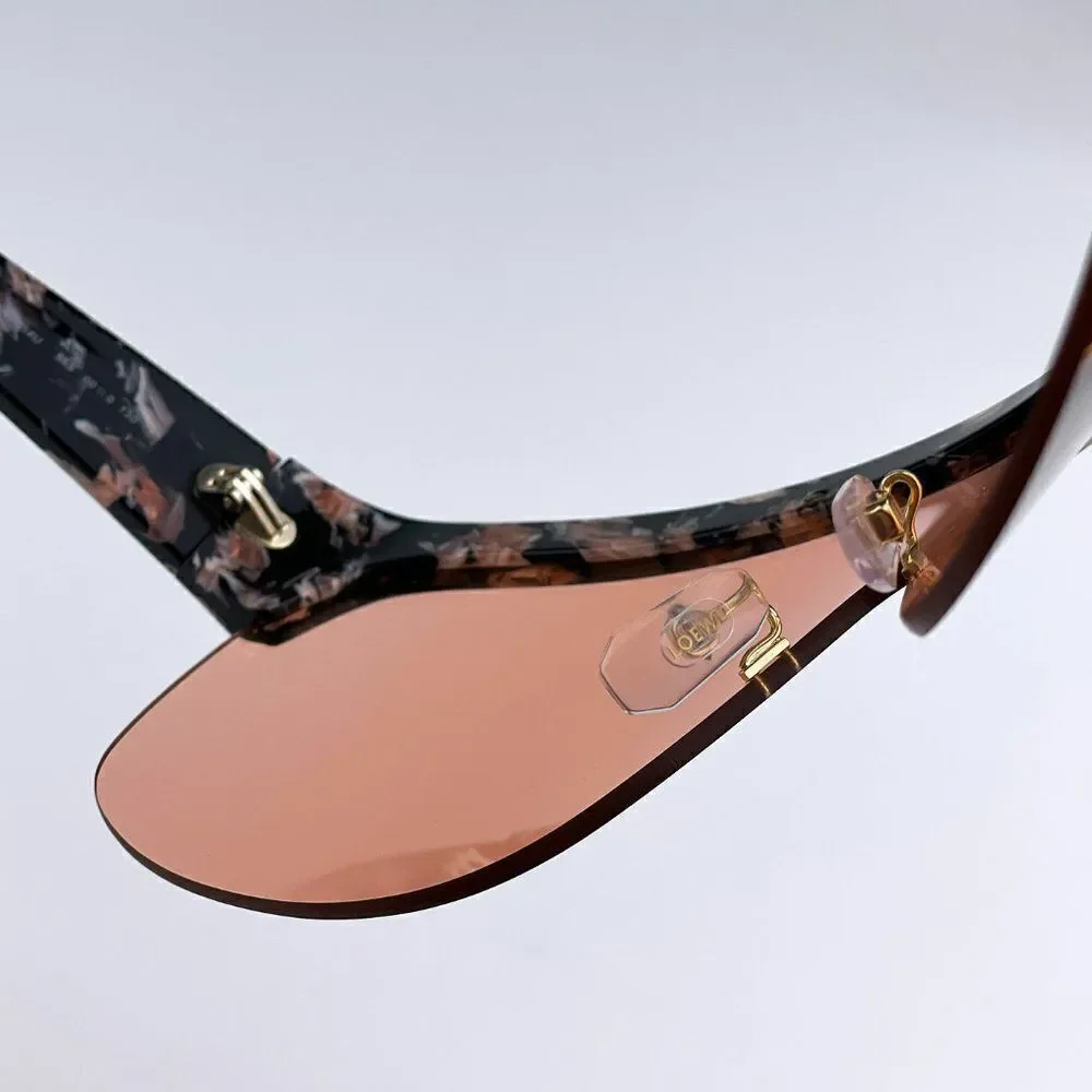 NEW Loewe LW40034U 55S Shiny Colour Havana Bordeaux Mask Shield Women Sunglasses